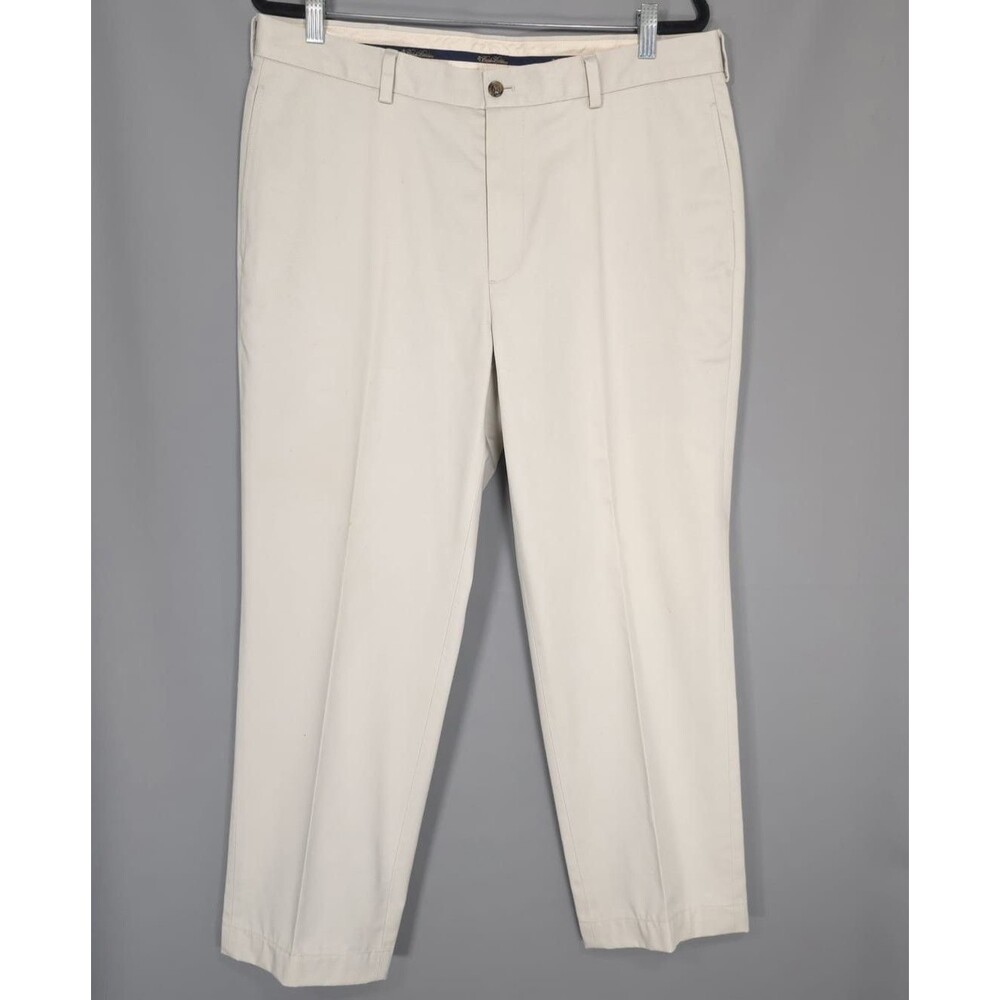 BROOKS BROTHERS Khaki Cotton Chino Pants Mens 36x27 rClassic Straight Fit